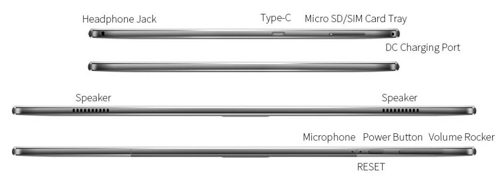 Teclast M30 Pro vista altavoces y conectores