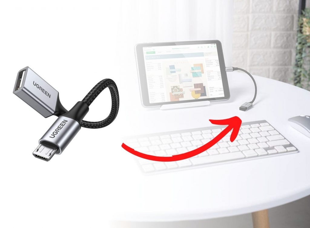 Dispositivo On The Go OTG para conectar  USB a tablets android