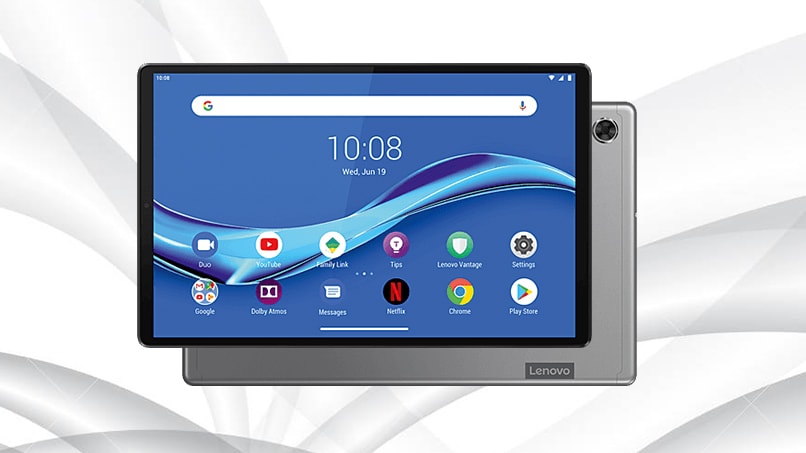 Tablet Lenovo Tab M10 FHD Plus vista frontal y trasera