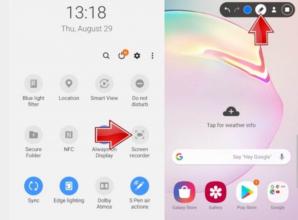 Opción de grabación de pantalla en tablets android