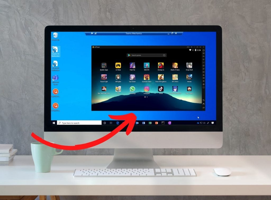 PC con pantalla de tablet activada por un emulador