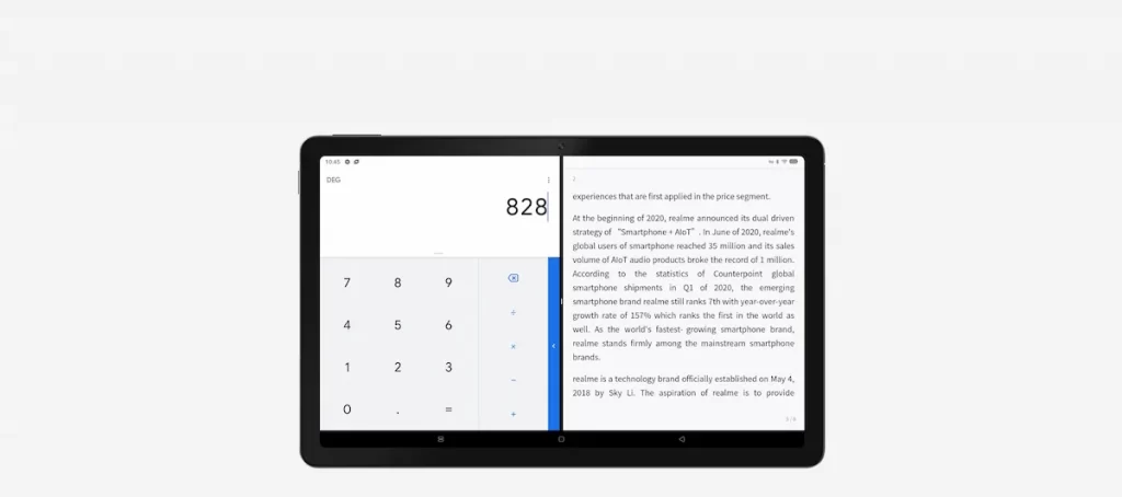 pantalla dividida en realme pad