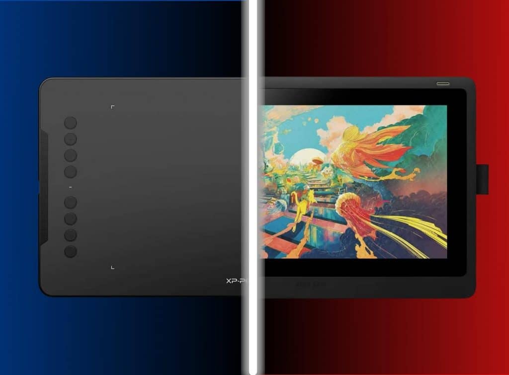 Tablet grafica con pantalla y sin pantalla