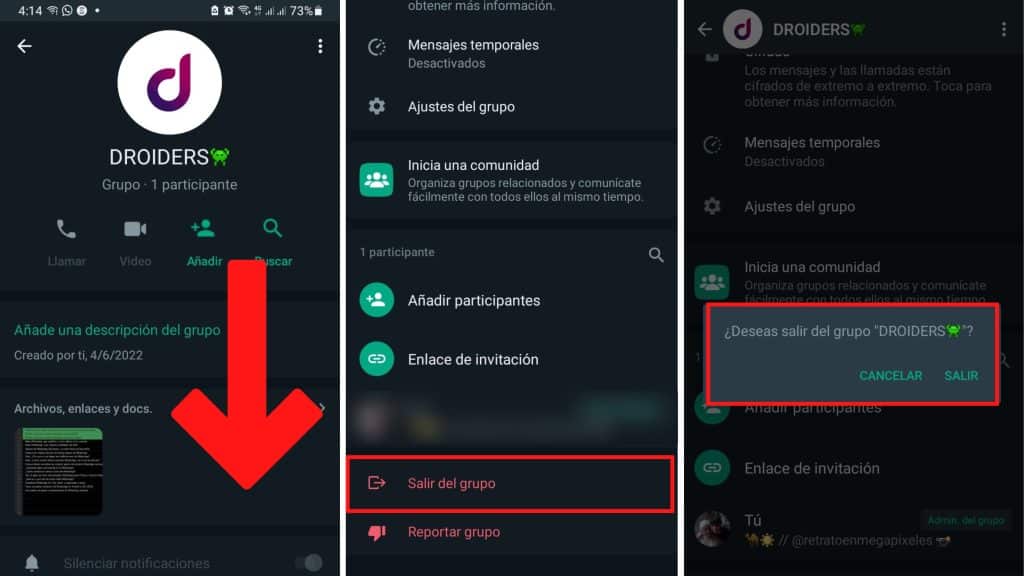 Cómo abandonar el grupo de WhatsApp
