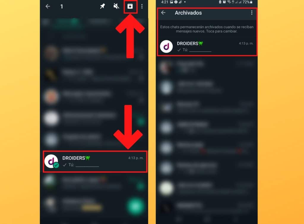 archivar un grupo de Whatsapp