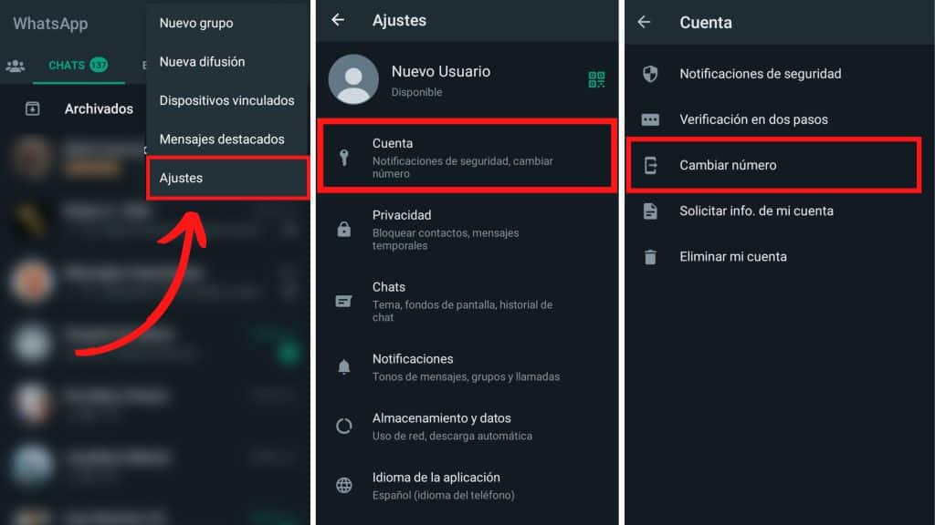 Cambiar un número antiguo en Whatsapp por uno nuevo