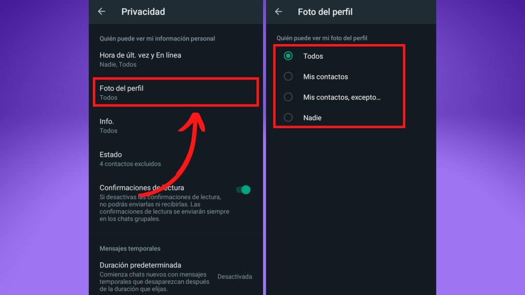 Ocultar foto de perfil solo a los contactos 2