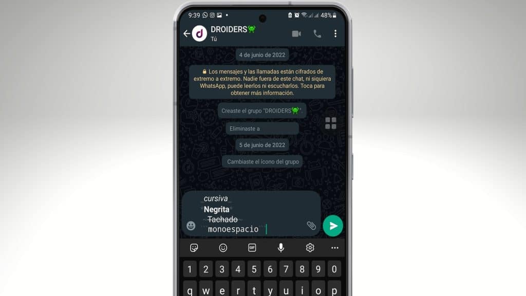 cambiar el tipo de letra en WhatsApp