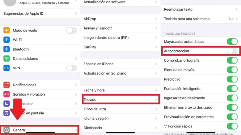 quitar corrector de WhatsApp en iPhone