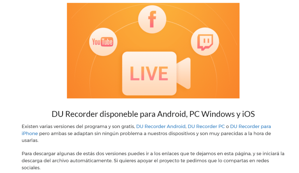 app grabar pantalla y audio android  DU Recorder