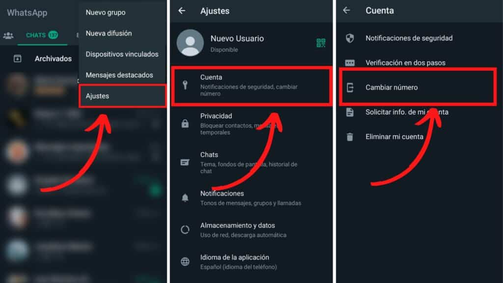 Cambiar el numero de Whatsapp en Android