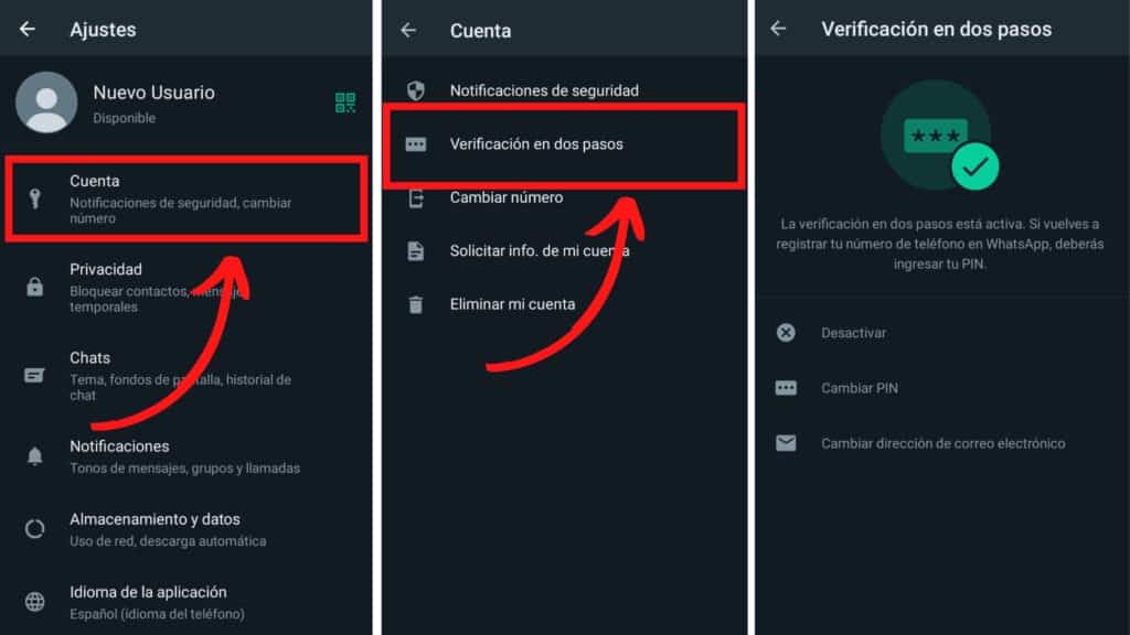 Configurar la verificación en dos pasos de Whatsapp