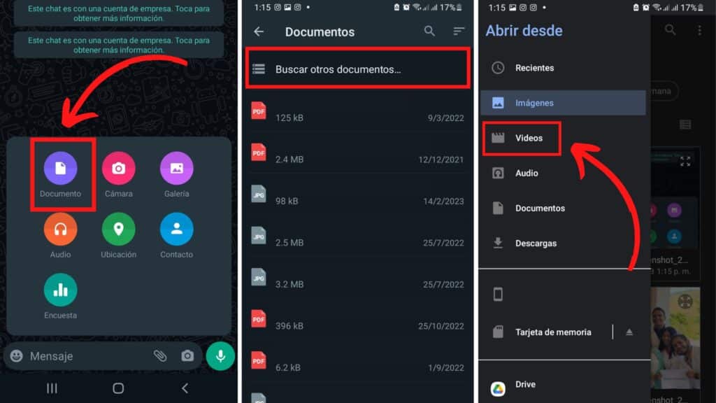 Envía videos como documentos