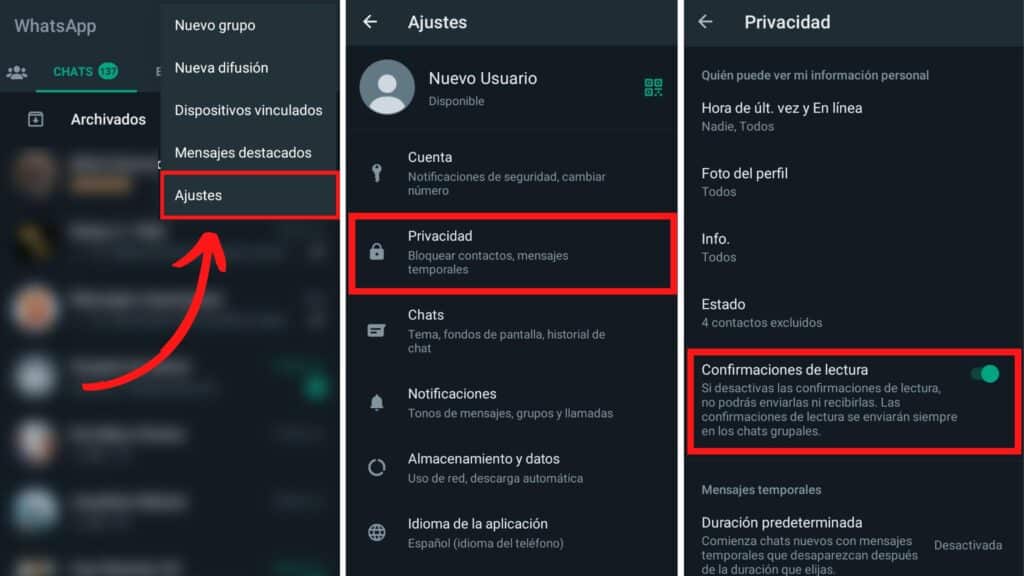 Cómo activar las palomitas azules en WhatsApp 