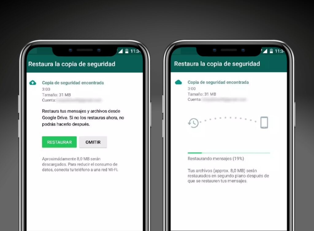 restaurar el historial de conversaciones de WhatsApp en google drive