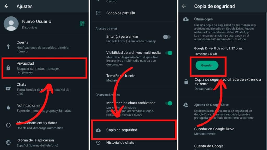 Copia de seguridad de WhatsApp