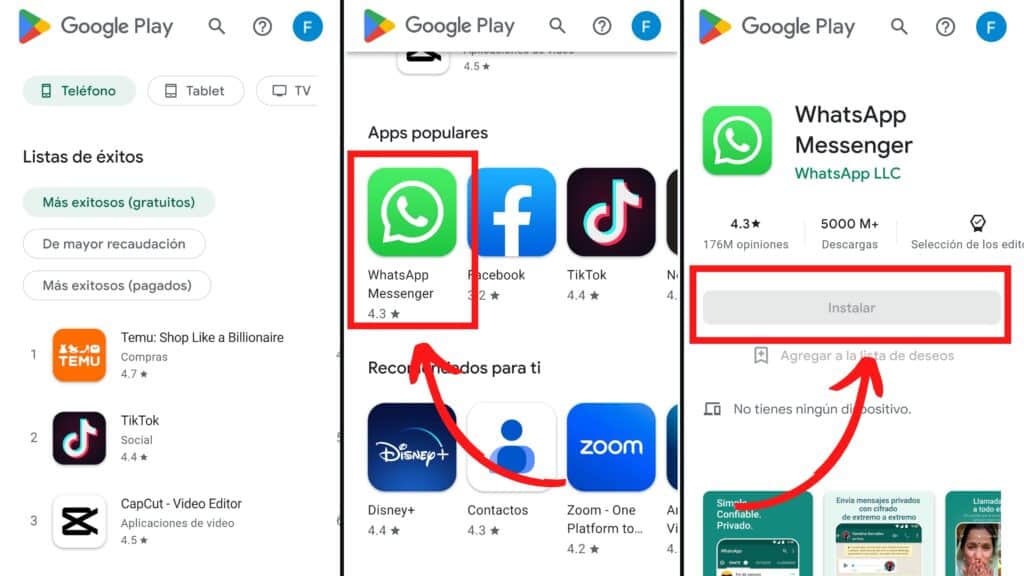 Descargar WhatsApp para Samsung desde Google Play