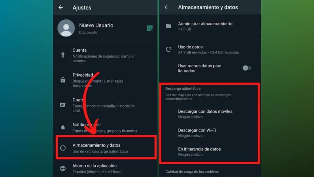 desactivar la descarga automática de los archivos de WhatsApp