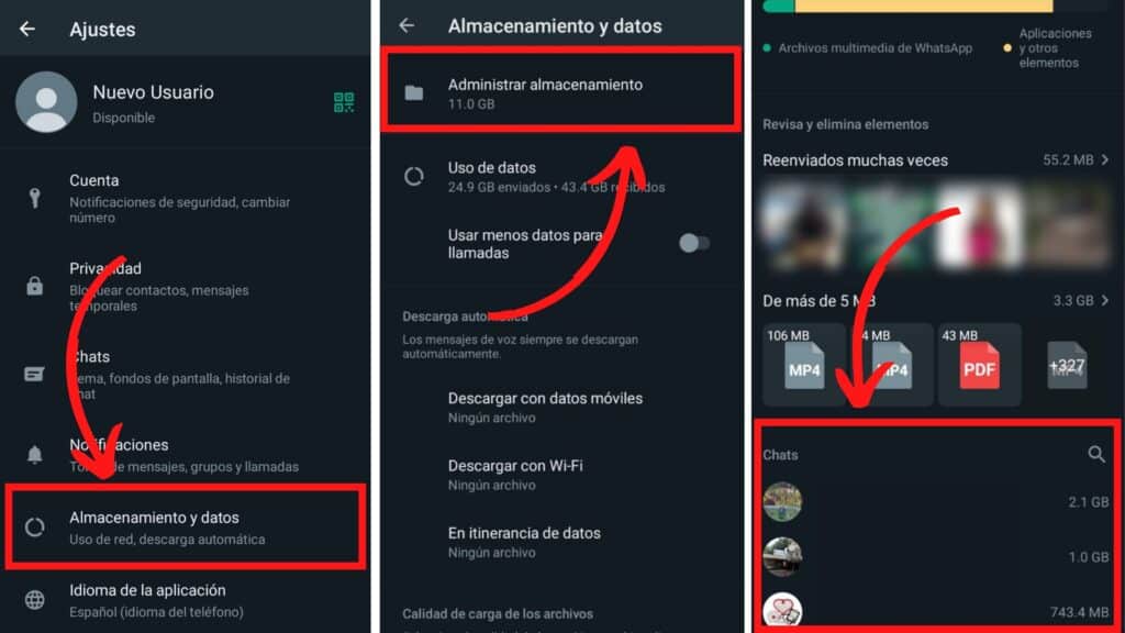 eliminar todos los archivos whatsapp de una conversacion