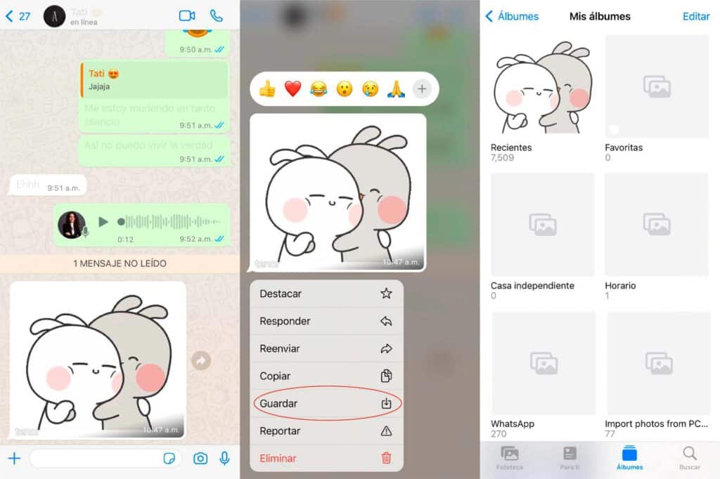  guardar un GIF en WhatsApp en iOS