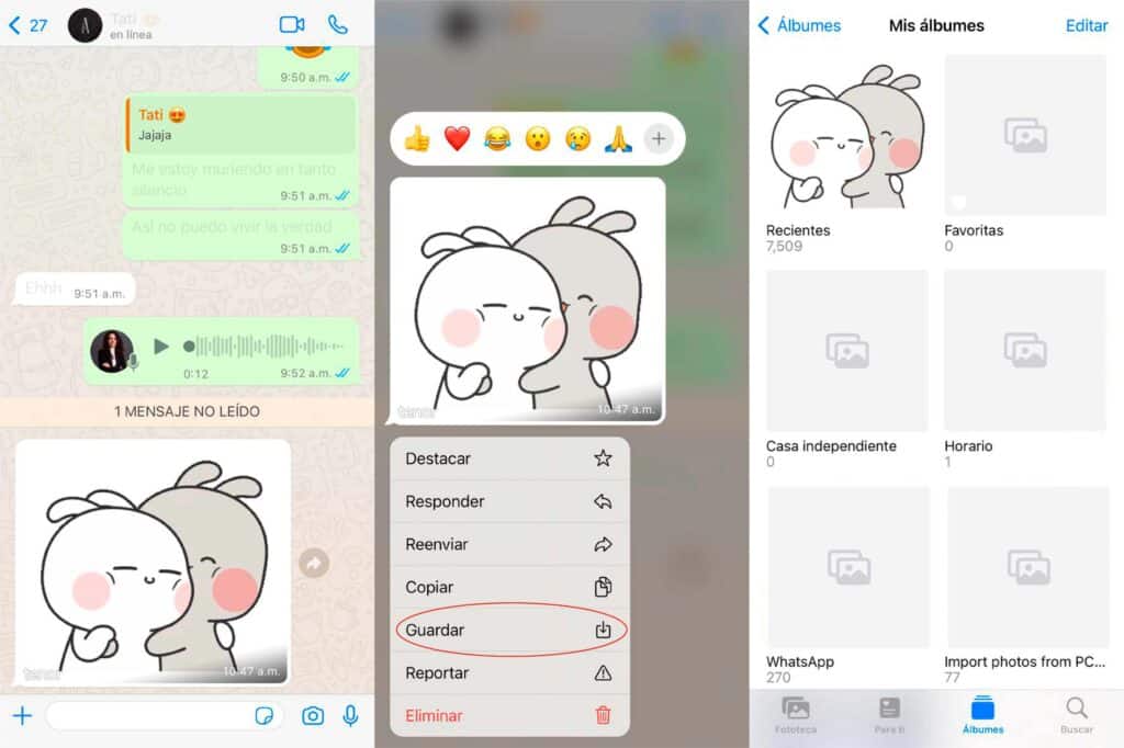  guardar un GIF en WhatsApp en iOS