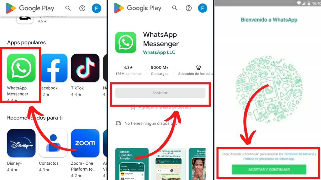 Instalar WhatsApp en Android de la tienda oficial