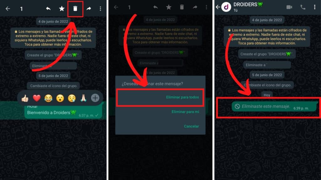 porque no puedo eliminar mensajes para todos en whatsapp