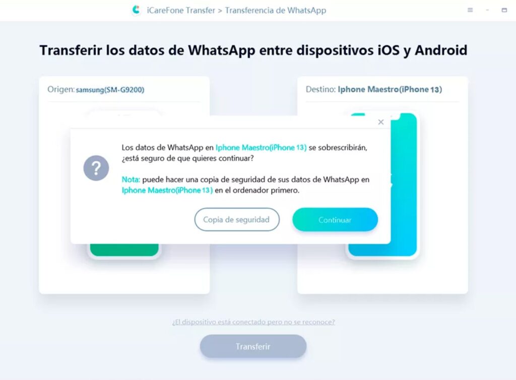 transferir los datos de WhatsApp entre Android e iOS
