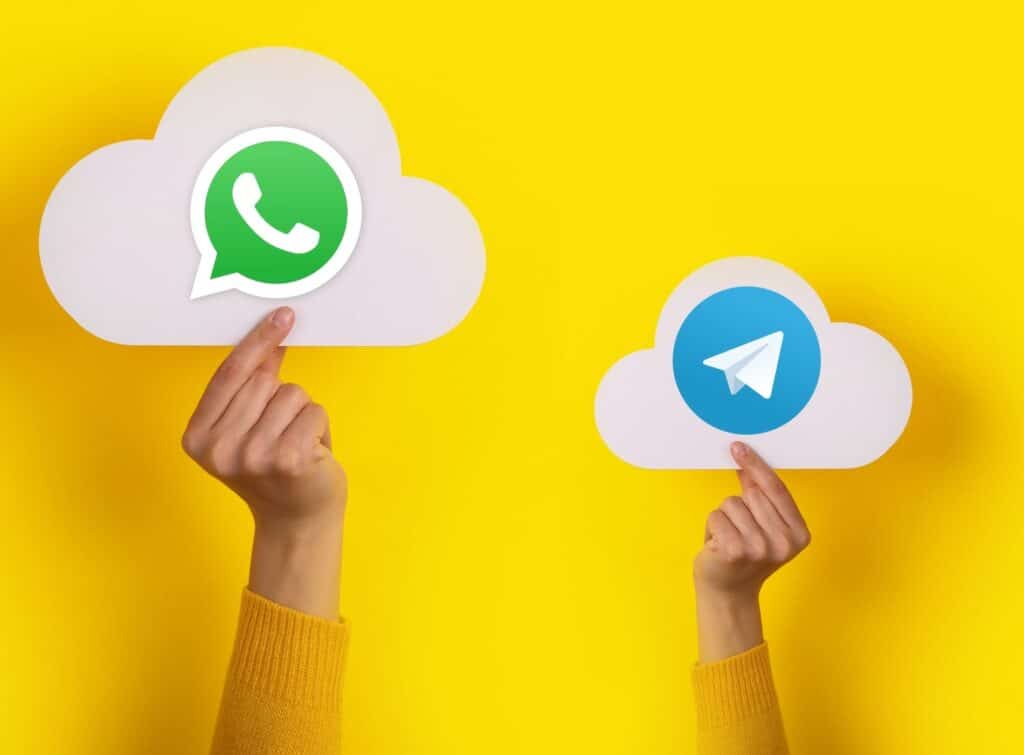 Almacenamiento en la nube de Telegram y WhatsApp
