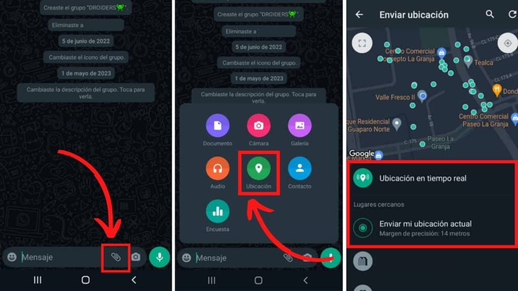 WhatsApp ubicación en tiempo real