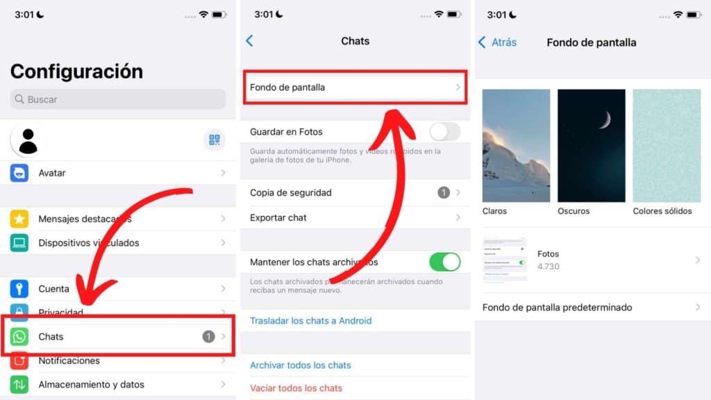 cambiar fondo de WhatsApp iPhone