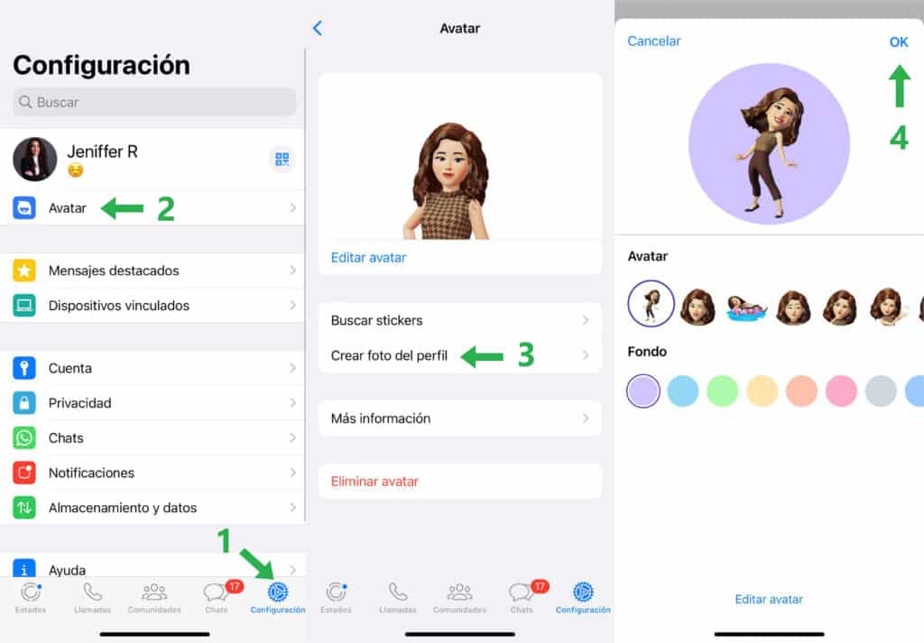 como convertir un avatar de WhatsApp en tu foto de perfil