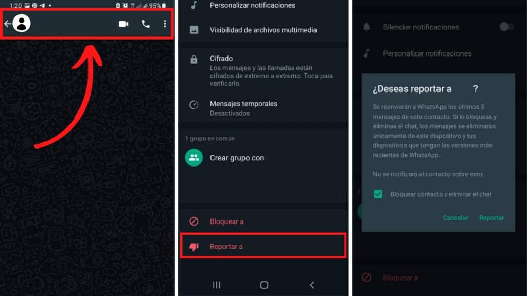 reportar ciberacoso o insultos a través de WhatsApp