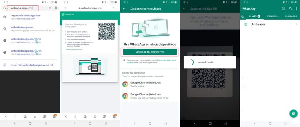 usar WhatsApp web desde el móvil