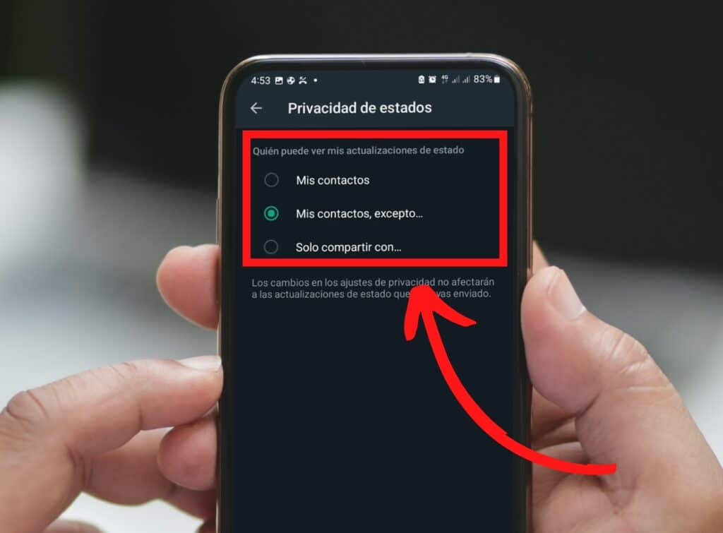 Configurar quién ve mis estados de WhatsApp