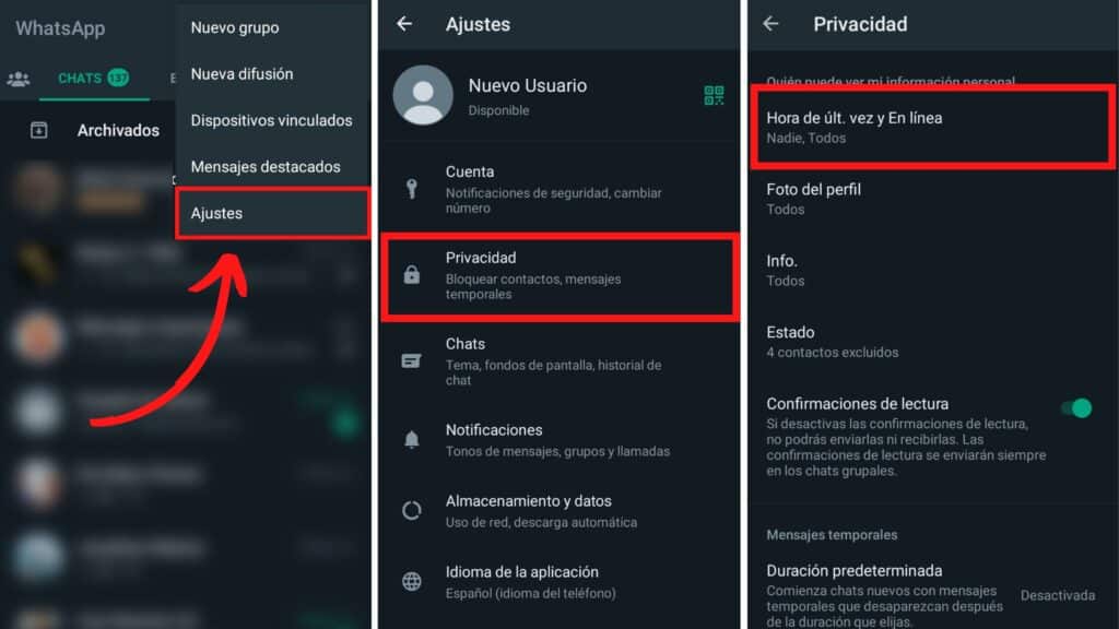 como hacer para no verme en linea en whatsapp