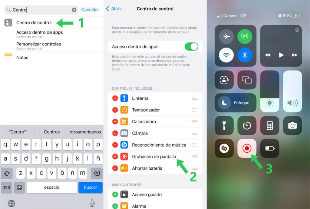 grabar pantalla en ios
