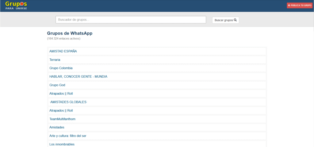 sitios para encontrar grupos de WhatsApp