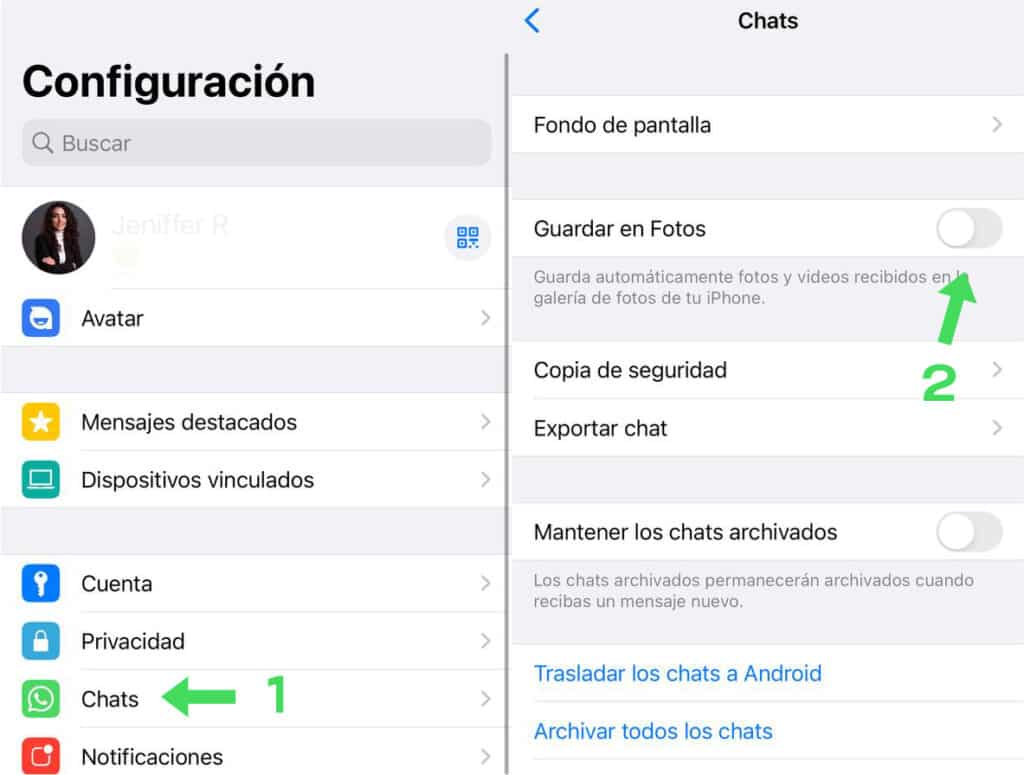 guardar fotos de whatsapp en Galería iOS