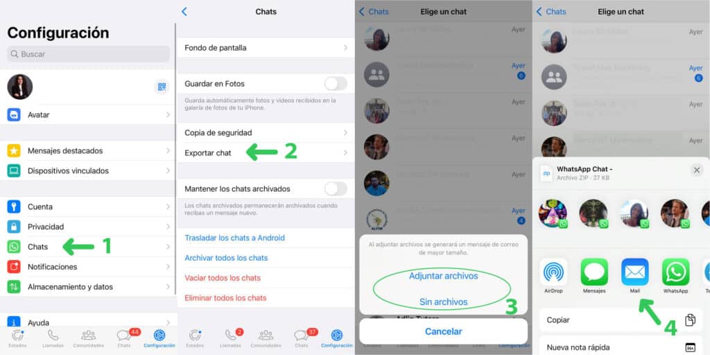 hacer copia de seguridad WhatsApp iPhone con E-Mail