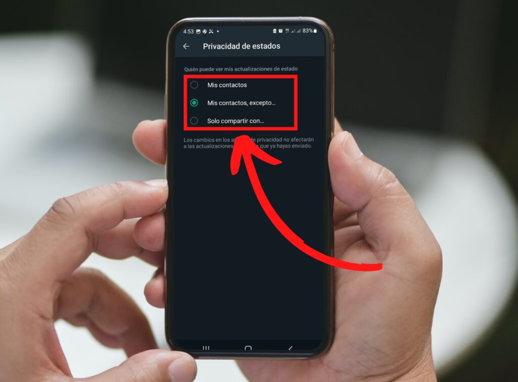 ocultar tus estados a ciertos contactos