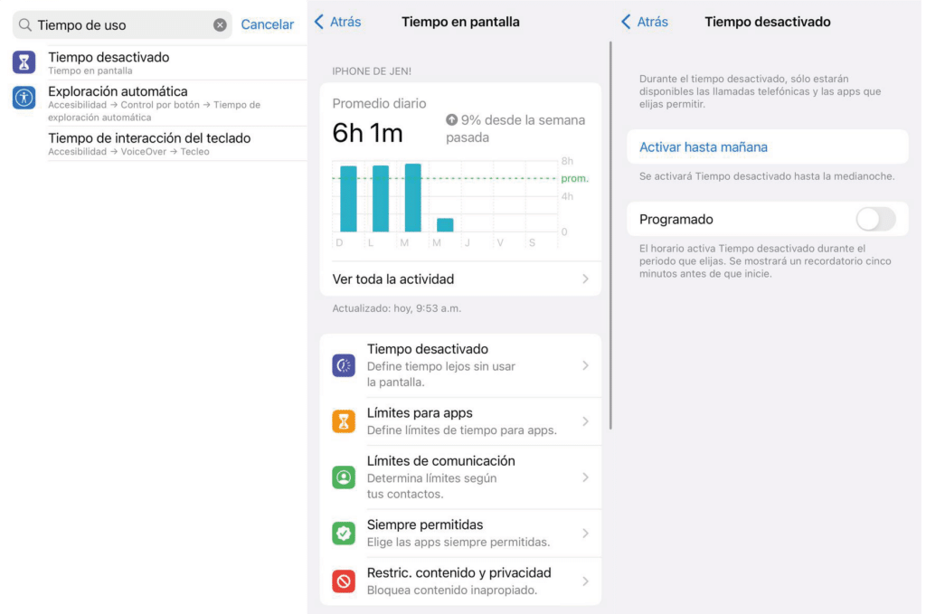 configurar controles parentales en ajustes del iPhone