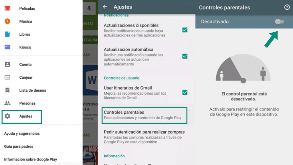 controles parentales de play store