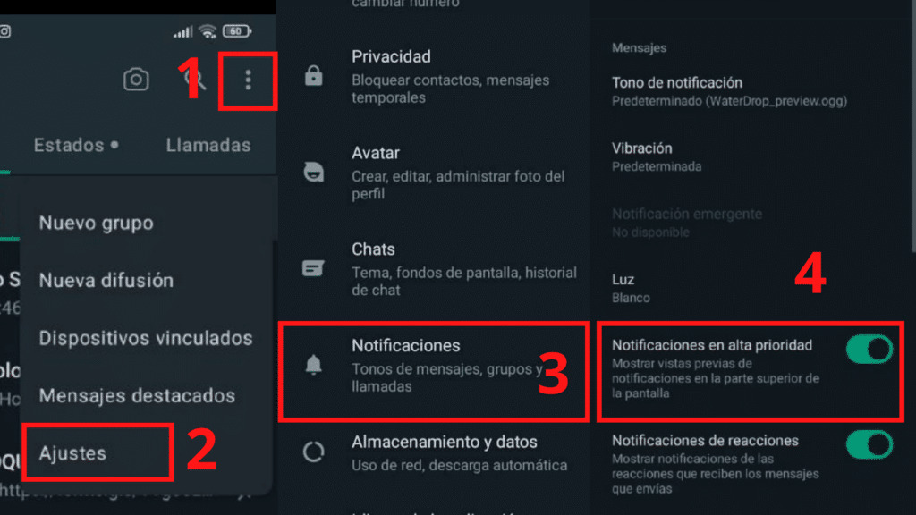  configurar el globo rojo de WhatsApp 