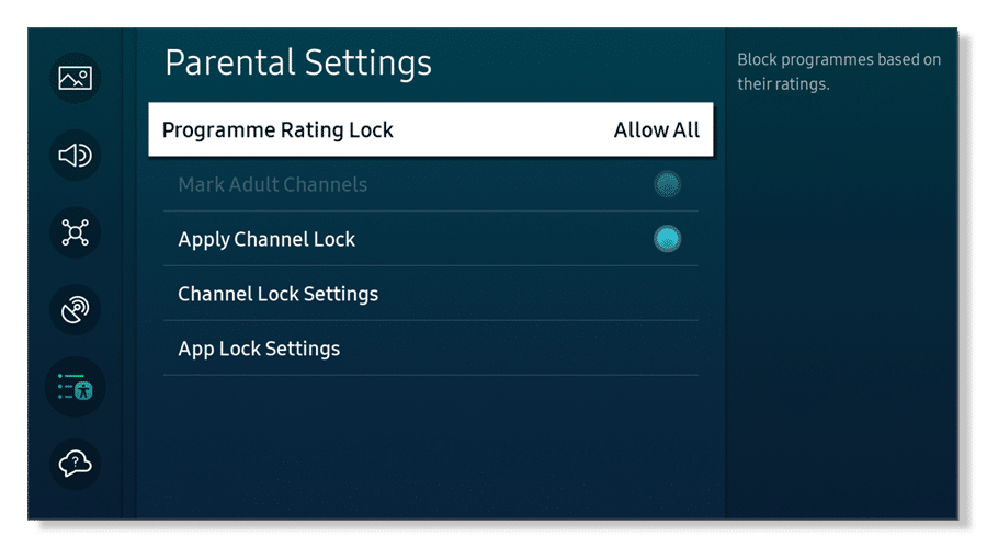 samsung smart Tv control parental