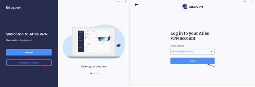 Atlas VPN login en Windows