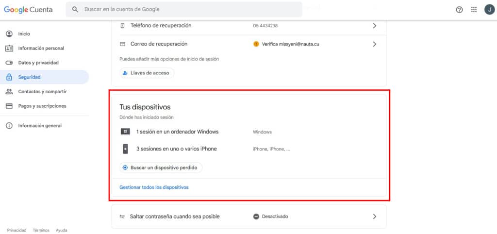 Cómo bloquear mi cuenta de Google en otro dispositivo