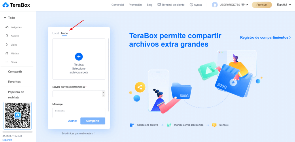 Comparte archivos desde la nube con Terabox