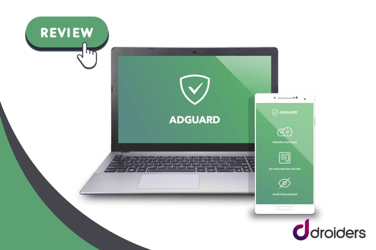 Dispositivos móviles con AdGuard activo para una review en Droiders.com