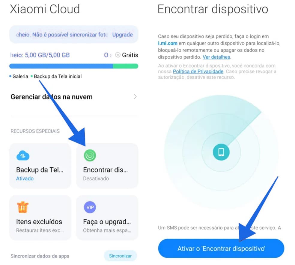 paso a paso de como activar Encontrar mi dispositivo" de Xiaomi